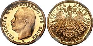 10 Mark Gran Ducado de Baden (1806-1918) Oro Federico II de Baden (1857 - 1928)