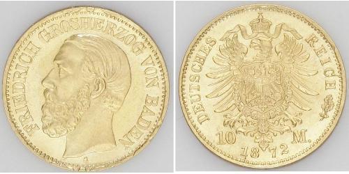 10 Mark Gran Ducado de Baden (1806-1918) Oro Federico I de Baden (1826 - 1907)