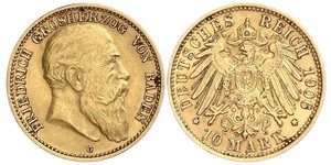 10 Mark Grand Duchy of Baden (1806-1918) Oro Federico I di Baden (1826 - 1907)