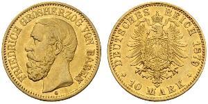 10 Mark Grand Duchy of Baden (1806-1918) Oro Federico I di Baden (1826 - 1907)