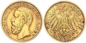 10 Mark Grand Duchy of Baden (1806-1918) Oro Federico I di Baden (1826 - 1907)