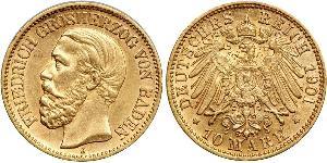 10 Mark Grand Duchy of Baden (1806-1918) Oro Federico I di Baden (1826 - 1907)