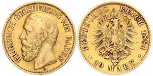 10 Mark Grand Duchy of Baden (1806-1918) Oro Federico I di Baden (1826 - 1907)