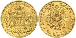 10 Mark Hamburgo Oro 