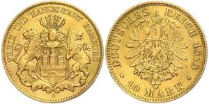 10 Mark Hamburgo Oro 