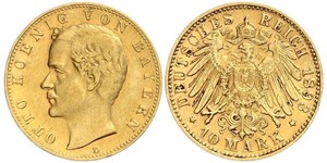 10 Mark Regno di Baviera (1806 - 1918) Oro Ottone di Baviera(1848 – 1916)