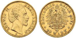 10 Mark Regno di Baviera (1806 - 1918) Oro Ludovico II di Baviera(1845 – 1886)