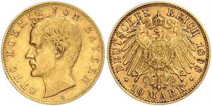 10 Mark Regno di Baviera (1806 - 1918) Oro Ottone di Baviera(1848 – 1916)