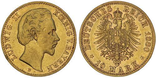 10 Mark Regno di Baviera (1806 - 1918) Oro Ludovico II di Baviera(1845 – 1886)