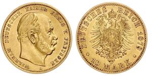 10 Mark Regno di Prussia (1701-1918) Oro Wilhelm I, German Emperor (1797-1888)