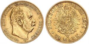 10 Mark Regno di Prussia (1701-1918) Oro Wilhelm I, German Emperor (1797-1888)