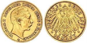 10 Mark Regno di Prussia (1701-1918) Oro Wilhelm II, German Emperor (1859-1941)