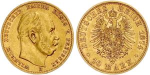10 Mark Regno di Prussia (1701-1918) Oro Wilhelm I, German Emperor (1797-1888)
