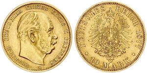 10 Mark Regno di Prussia (1701-1918) Oro Wilhelm I, German Emperor (1797-1888)