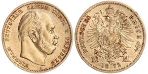 10 Mark Regno di Prussia (1701-1918) Oro Wilhelm I, German Emperor (1797-1888)