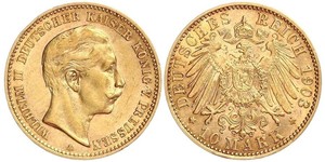 10 Mark Regno di Prussia (1701-1918) Oro Wilhelm II, German Emperor (1859-1941)