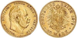 10 Mark Regno di Prussia (1701-1918) Oro Wilhelm I, German Emperor (1797-1888)