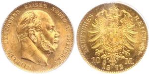 10 Mark Regno di Prussia (1701-1918) Oro Wilhelm I, German Emperor (1797-1888)