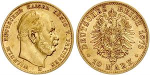 10 Mark Regno di Prussia (1701-1918) Oro Wilhelm I, German Emperor (1797-1888)