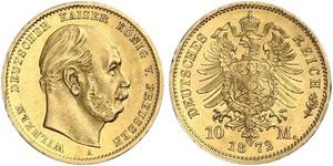 10 Mark Regno di Prussia (1701-1918) Oro Wilhelm I, German Emperor (1797-1888)