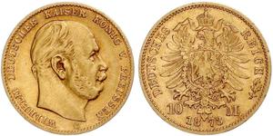 10 Mark Regno di Prussia (1701-1918) Oro Wilhelm I, German Emperor (1797-1888)