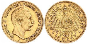 10 Mark Regno di Prussia (1701-1918) Oro Wilhelm II, German Emperor (1859-1941)