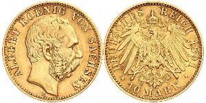 10 Mark Regno di Sassonia (1806 - 1918) Oro Alberto di Sassonia