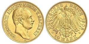 10 Mark Regno di Sassonia (1806 - 1918) Oro Federico Augusto III di Sassonia (1865-1932)