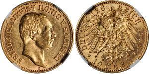 10 Mark Regno di Sassonia (1806 - 1918) Oro Federico Augusto III di Sassonia (1865-1932)