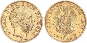 10 Mark Regno di Sassonia (1806 - 1918) Oro 