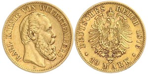 10 Mark Regno di Württemberg (1806-1918) Oro Carlo di Württemberg