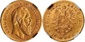 10 Mark Regno di Württemberg (1806-1918) Oro Carlo di Württemberg