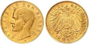 10 Mark Reino de Baviera (1806 - 1918) Oro Otón I de Baviera(1848 – 1916)