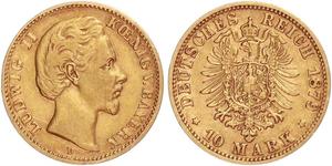 10 Mark Reino de Baviera (1806 - 1918) Oro Luis II de Baviera(1845 – 1886)
