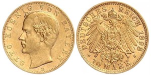 10 Mark Reino de Baviera (1806 - 1918) Oro Otón I de Baviera(1848 – 1916)