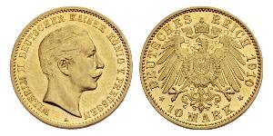 10 Mark Reino de Prusia (1701-1918) Oro Wilhelm II, German Emperor (1859-1941)