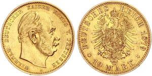 10 Mark Reino de Prusia (1701-1918) Oro Wilhelm I, German Emperor (1797-1888)