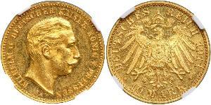 10 Mark Reino de Prusia (1701-1918) Oro Wilhelm II, German Emperor (1859-1941)