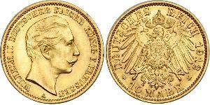 10 Mark Reino de Prusia (1701-1918) Oro Wilhelm II, German Emperor (1859-1941)