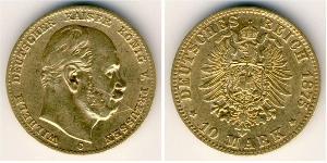 10 Mark Reino de Prusia (1701-1918) Oro Wilhelm I, German Emperor (1797-1888)