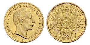 10 Mark Reino de Prusia (1701-1918) Oro Wilhelm II, German Emperor (1859-1941)