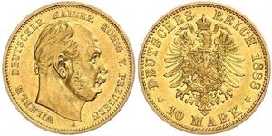 10 Mark Reino de Prusia (1701-1918) Oro Wilhelm I, German Emperor (1797-1888)