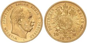 10 Mark Reino de Prusia (1701-1918) Oro Wilhelm I, German Emperor (1797-1888)