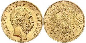 10 Mark Reino de Sajonia (1806 - 1918) Oro Alberto I de Sajonia