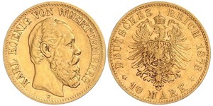 10 Mark Reino de Wurtemberg (1806-1918) Oro Carlos I de Wurtemberg