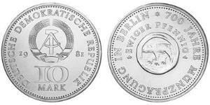 10 Mark Repubblica Democratica Tedesca (1949-1990) Rame/Nichel 