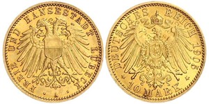 10 Mark Free City of Lübeck 金 