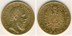 10 Mark Kingdom of Württemberg (1806-1918) 金 卡尔一世 (符腾堡)