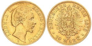 10 Mark 巴伐利亞王國 (1806 - 1918) 金 路德维希二世 (巴伐利亚)