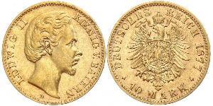 10 Mark 巴伐利亞王國 (1806 - 1918) 金 路德维希二世 (巴伐利亚)